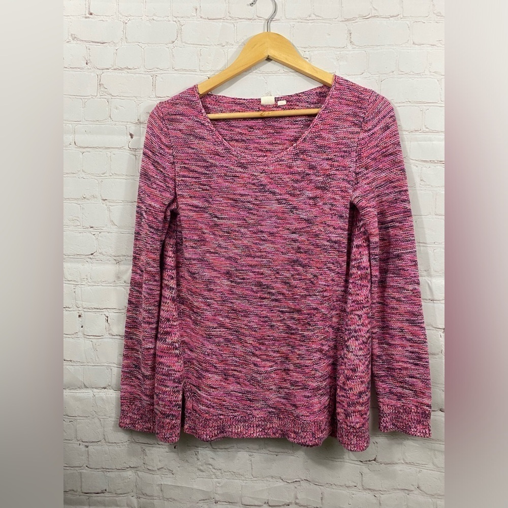 Gap Sweater Womens Size XS Pink Marled Crewneck Pull on Long Sleeve Top